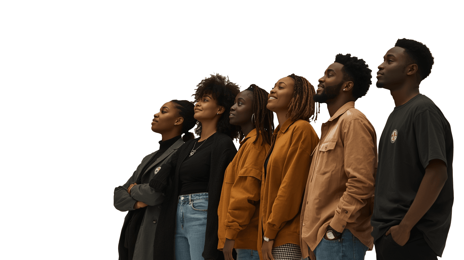 Young leaders looking up